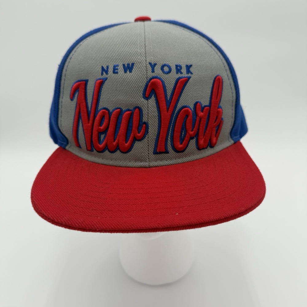 New York Baseball Cap Red Brim Fitted Gray Embroidered‎ Letters
